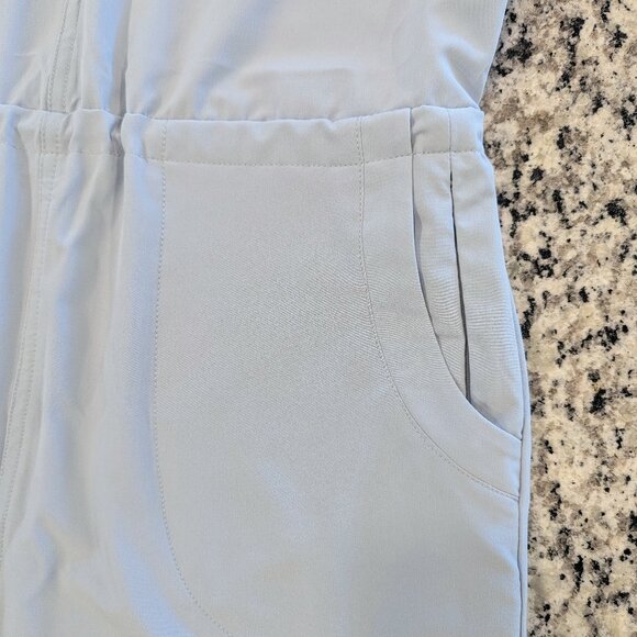 MOUNTAINS & ISLES Sun Haven Dress S Ice Blue Performance Stretch Pockets V-Neck - Picture 3 of 7